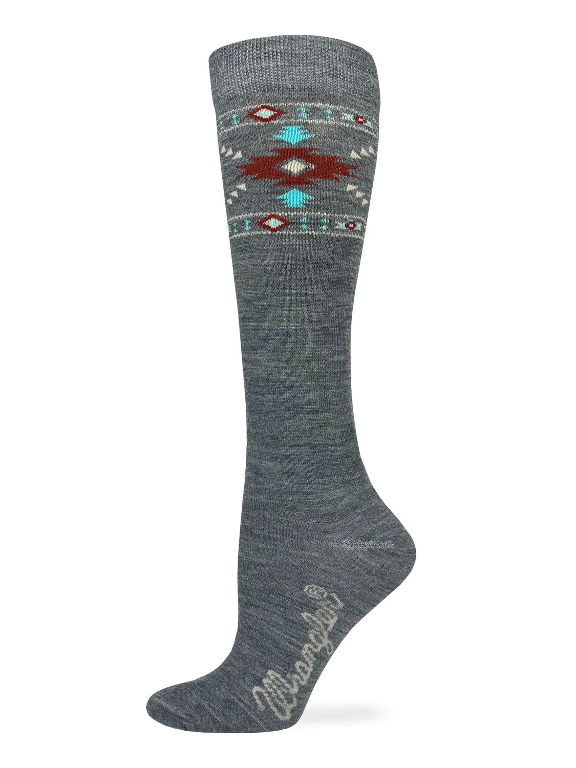 WRANGLER LADIES AZTEC TALL MERINO WOOL BLEND BOOT SOCK